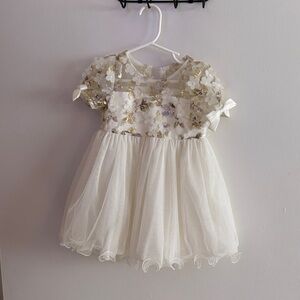 Elegant Cream Floral Kids Formal Dress